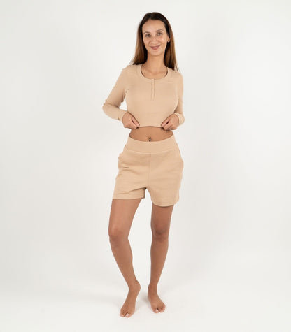 Ribbed Shorts - Tan