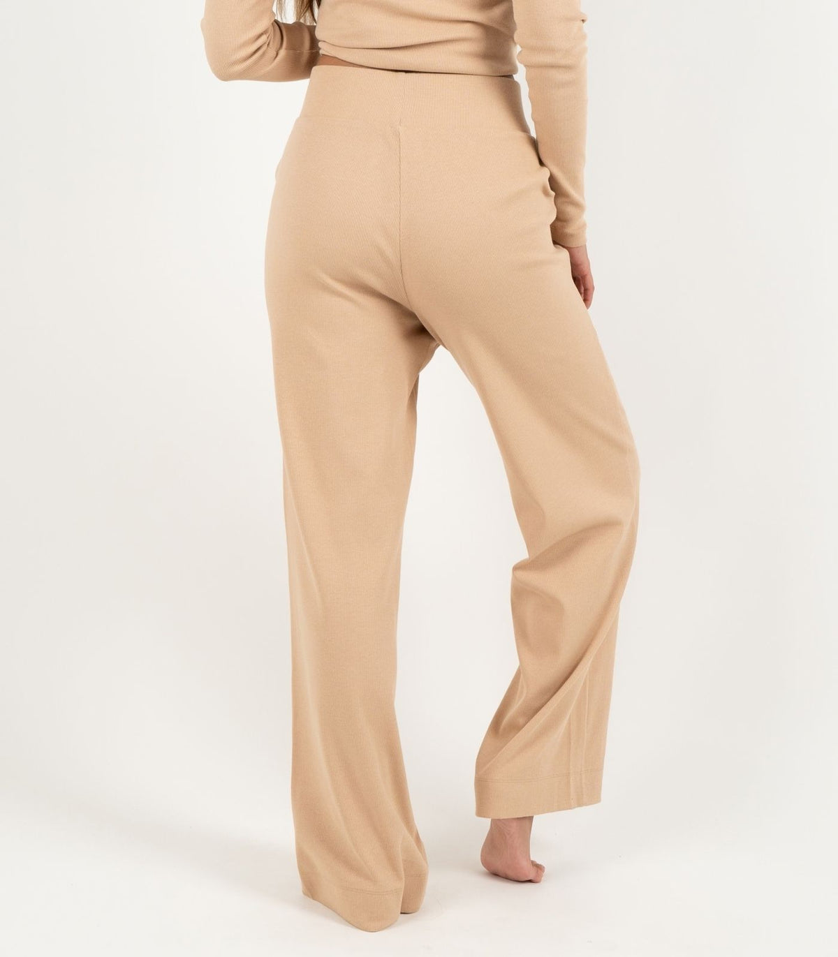 Ribbed Wide Leg Lounge Pant - Tan