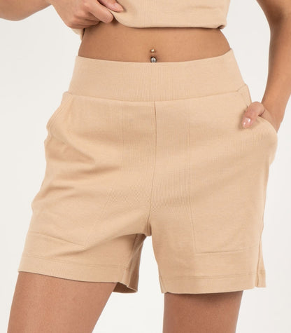 Ribbed Shorts - Tan