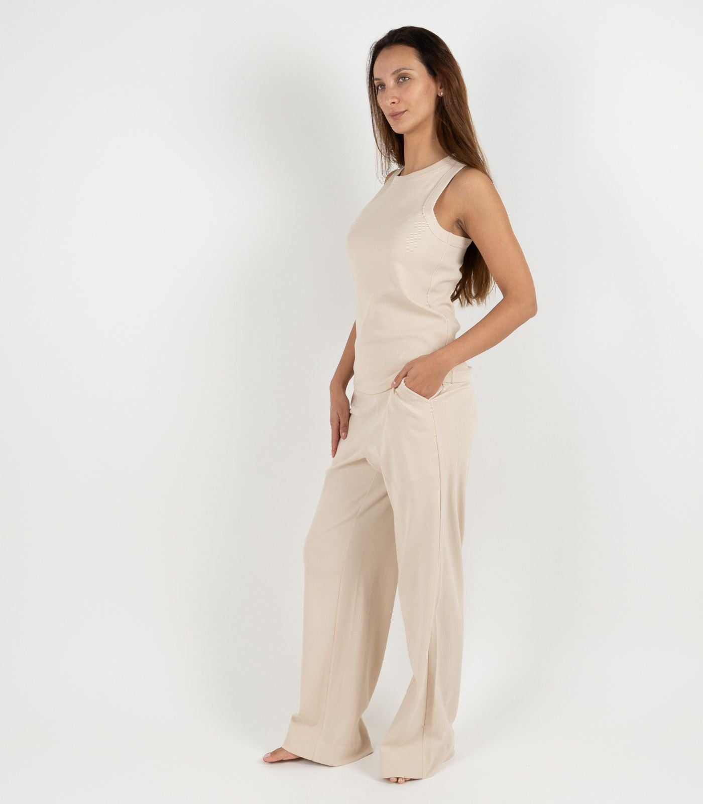 Ribbed Racer Back - Sand