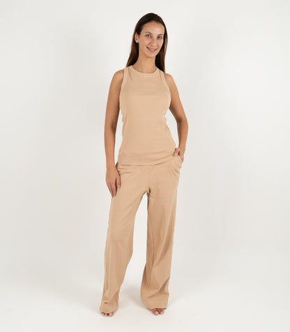 Ribbed Racer Back - Tan