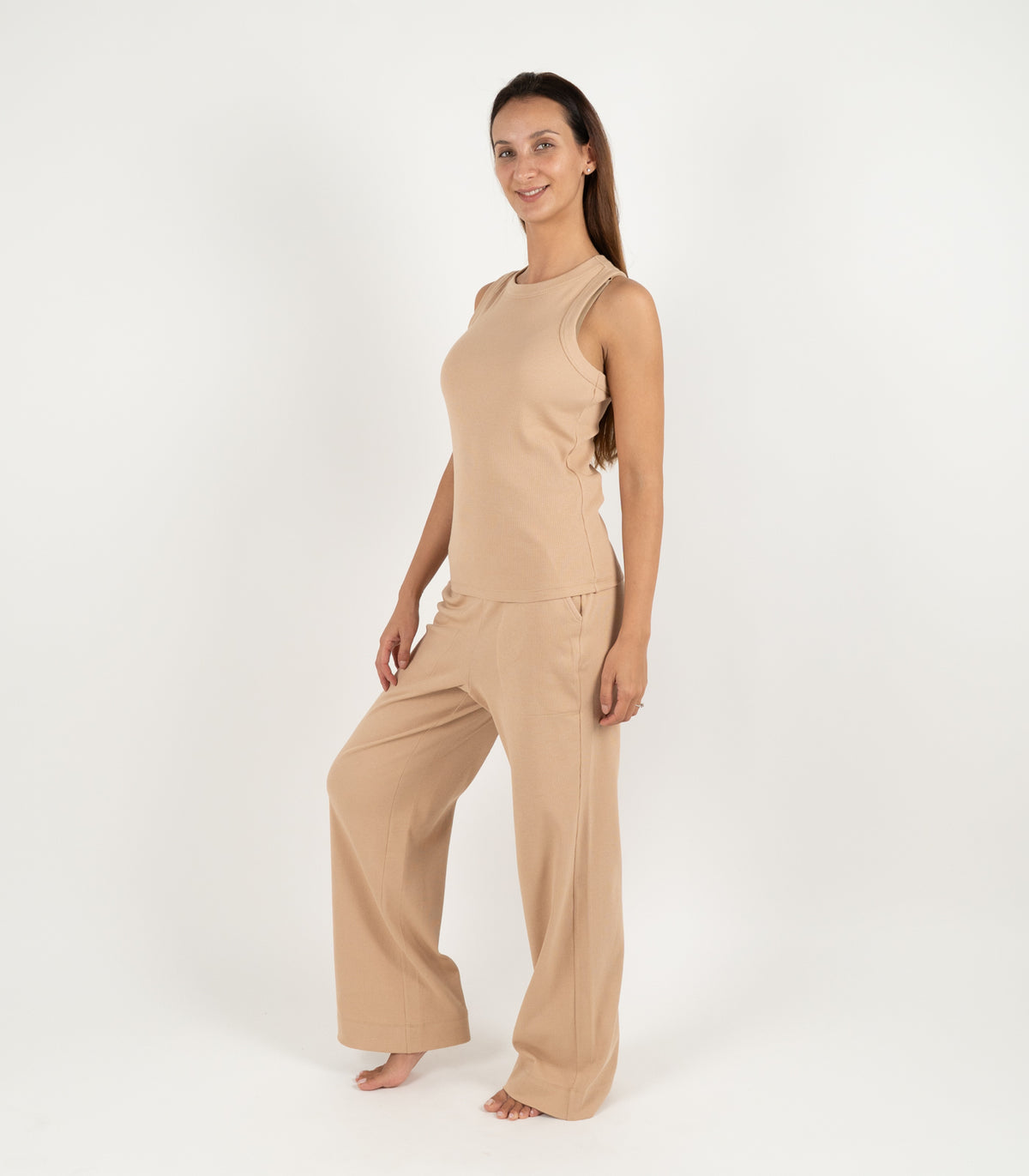 Ribbed Racer Back - Tan