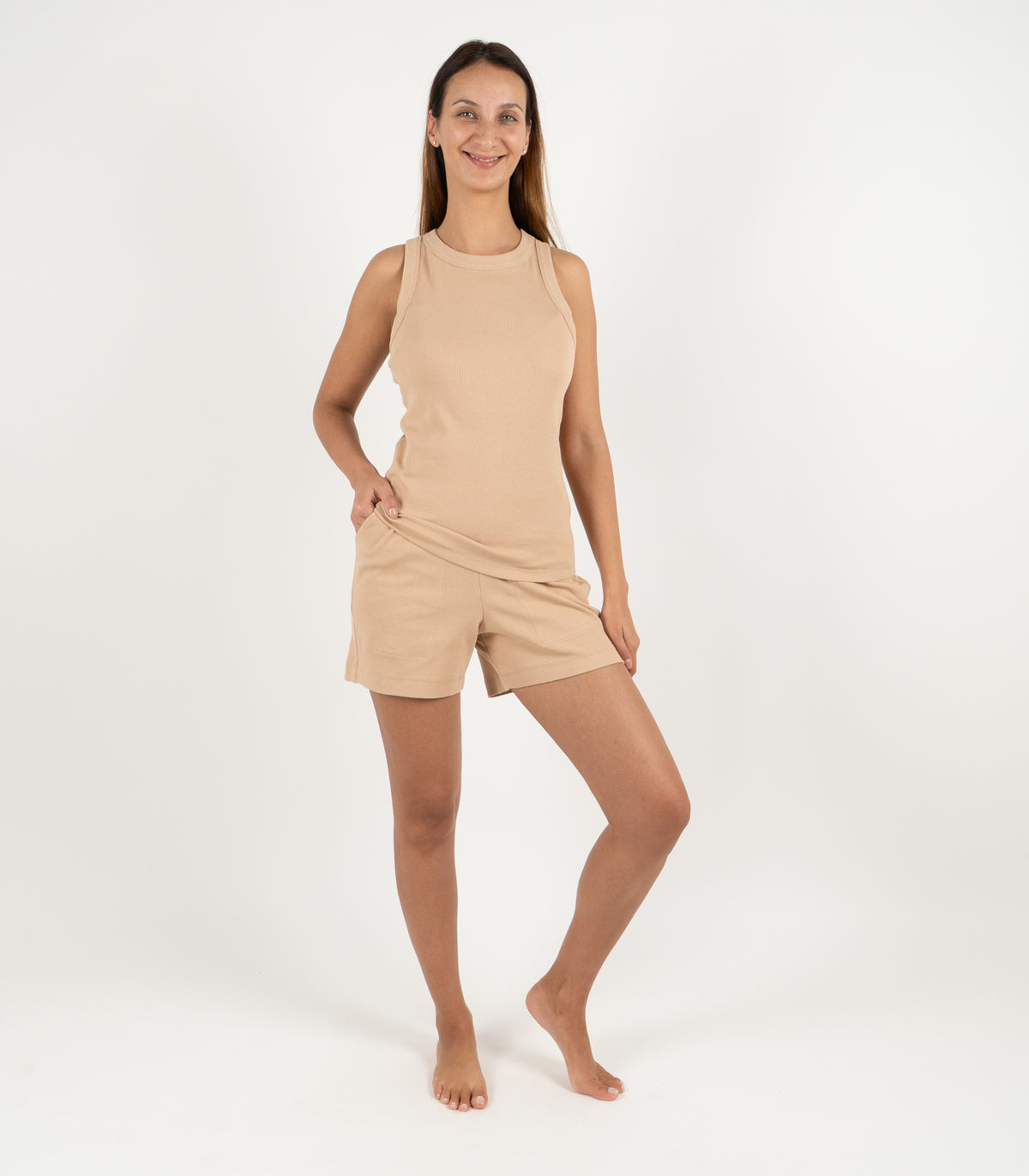 Ribbed Racer Back - Tan
