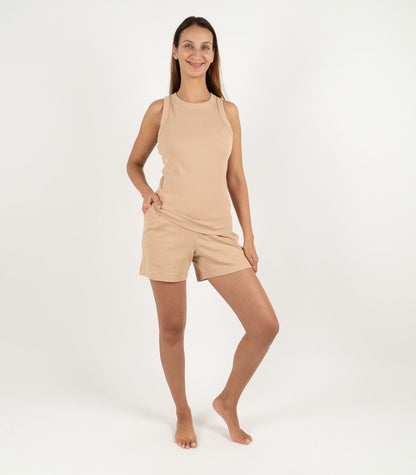 Ribbed Shorts - Tan