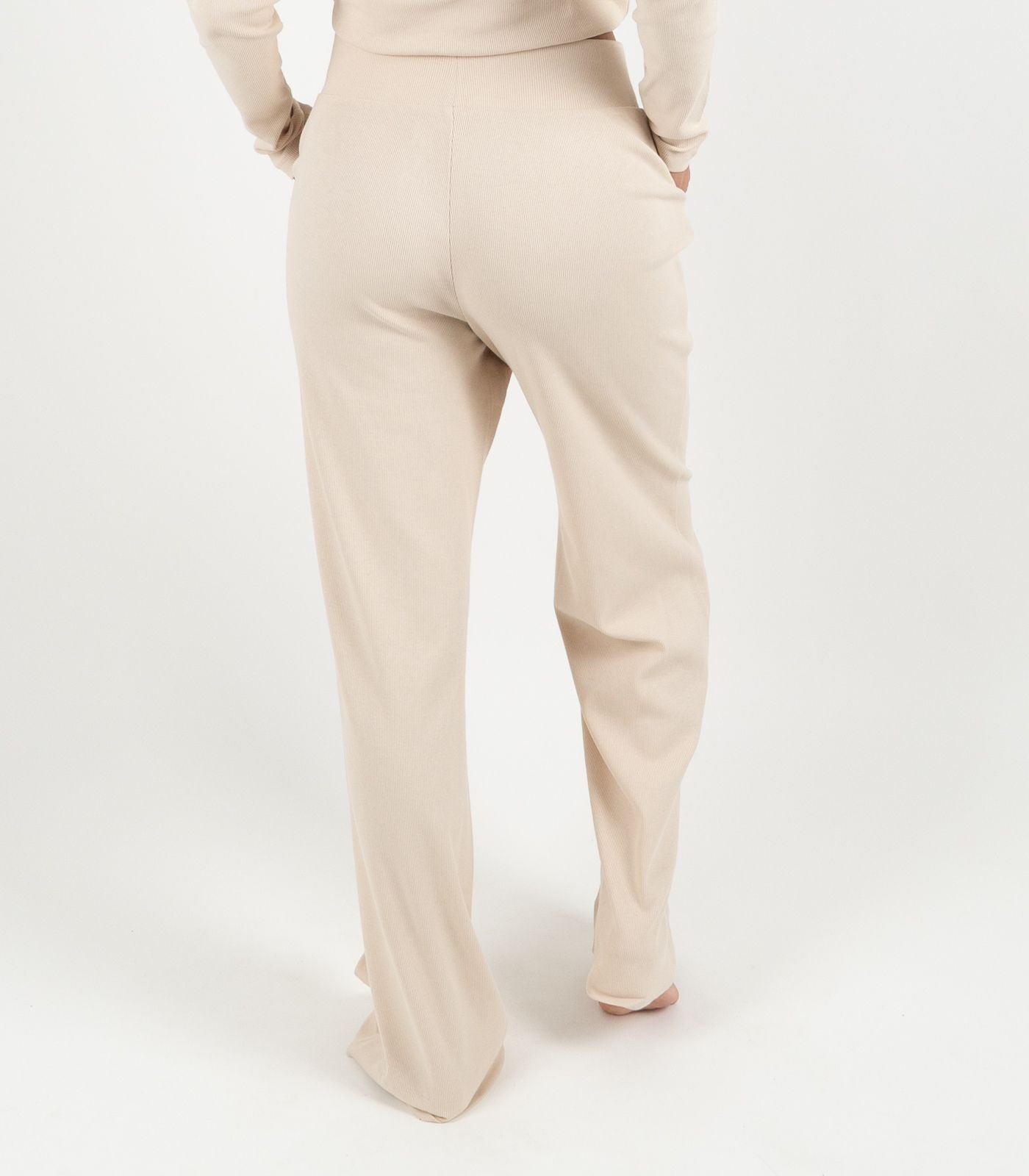 Ribbed Wide Leg Lounge Pant - Sand