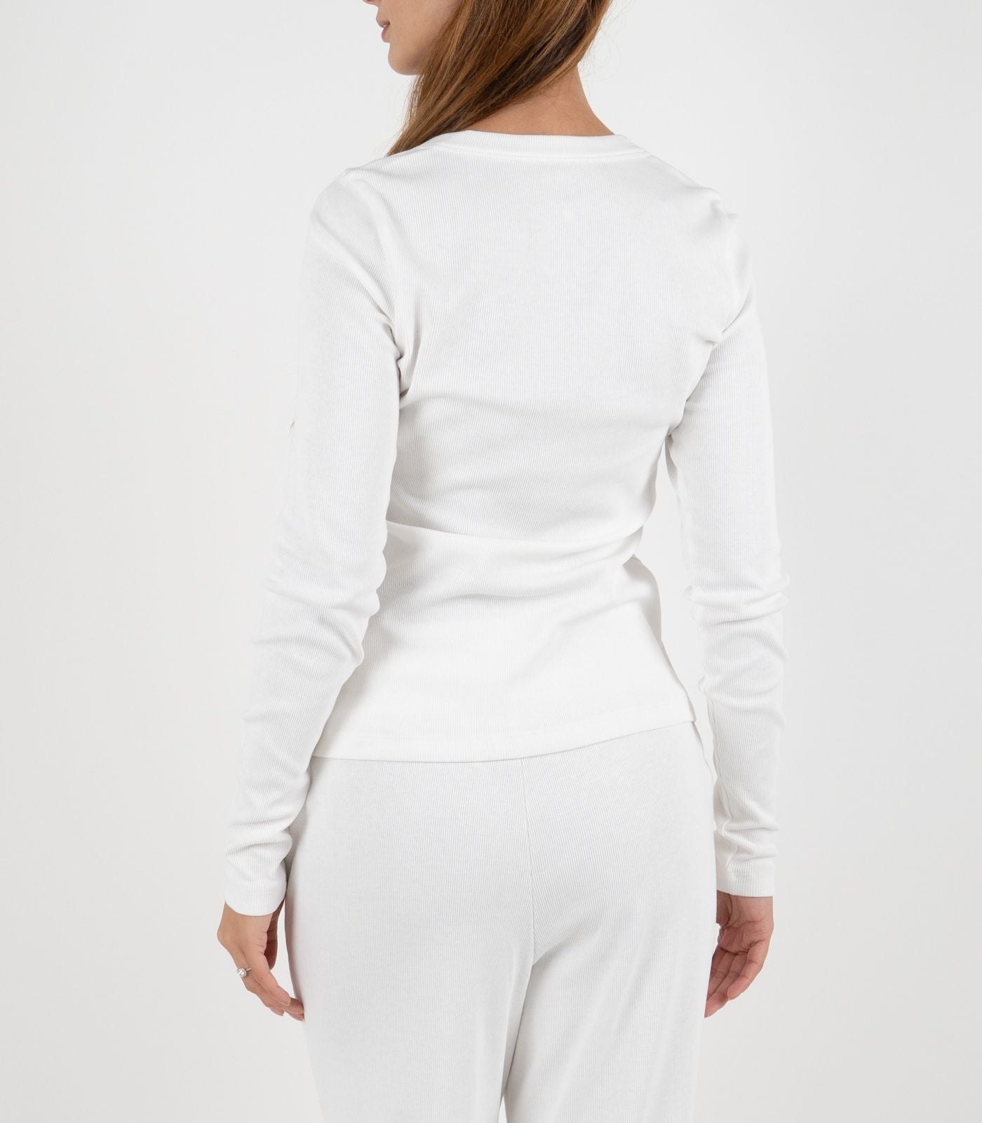 Ribbed Long Sleeve Top - White