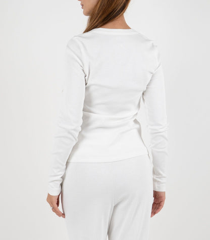 Ribbed Long Sleeve Top - White