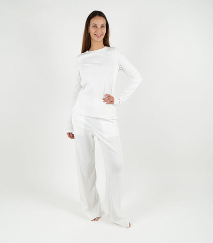 Ribbed Long Sleeve Top - White
