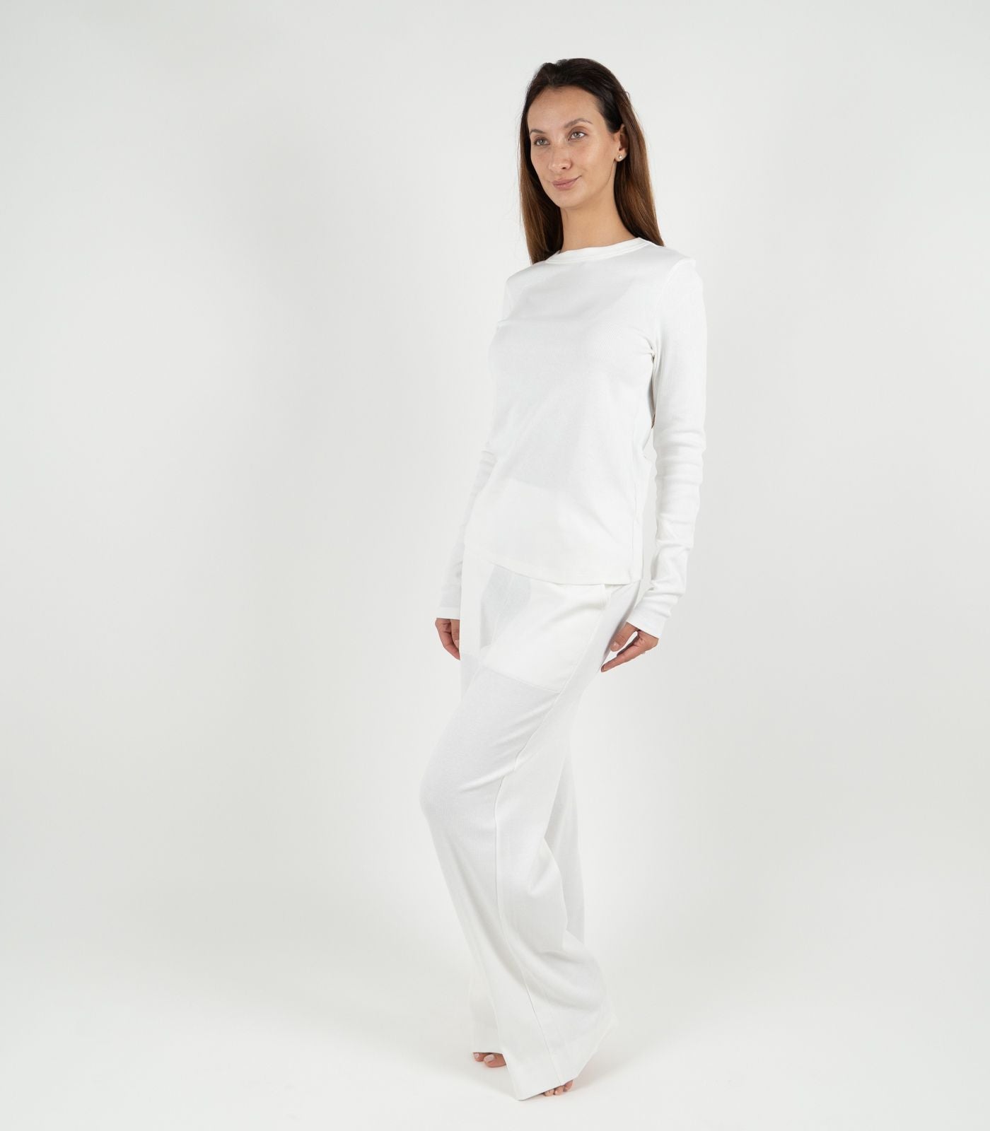 Ribbed Long Sleeve Top - White