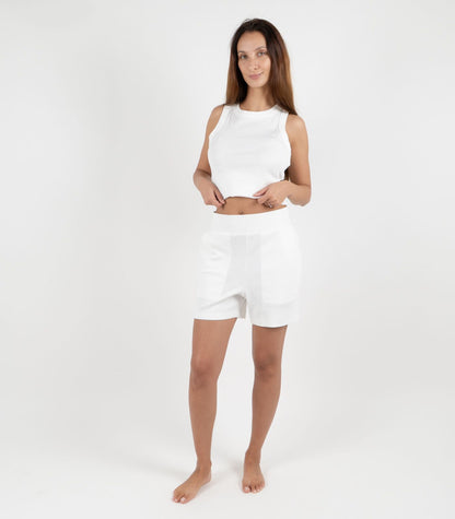 Ribbed Shorts - White