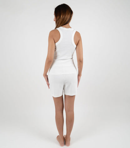 Ribbed Racer Back - White