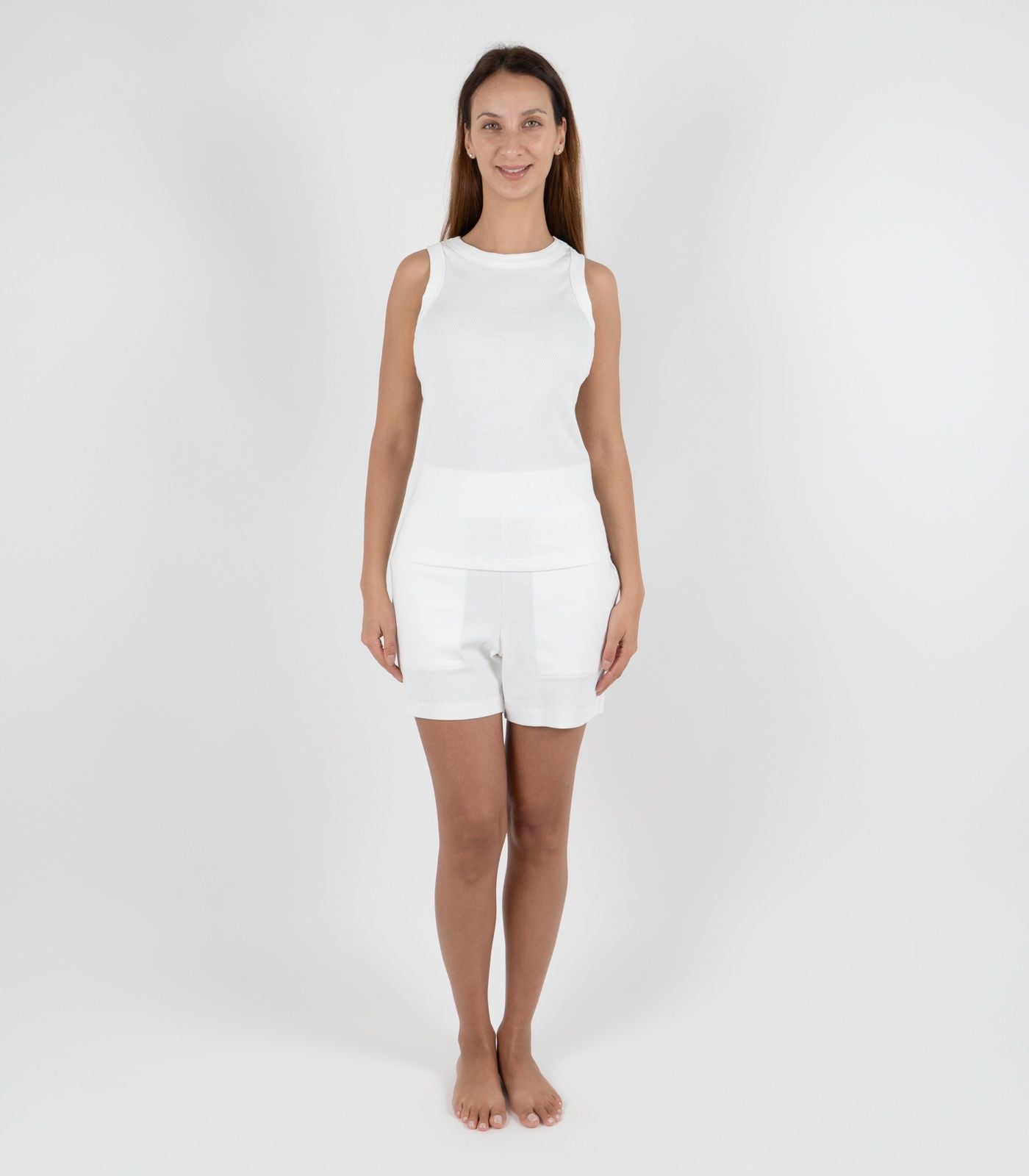 Ribbed Racer Back - White