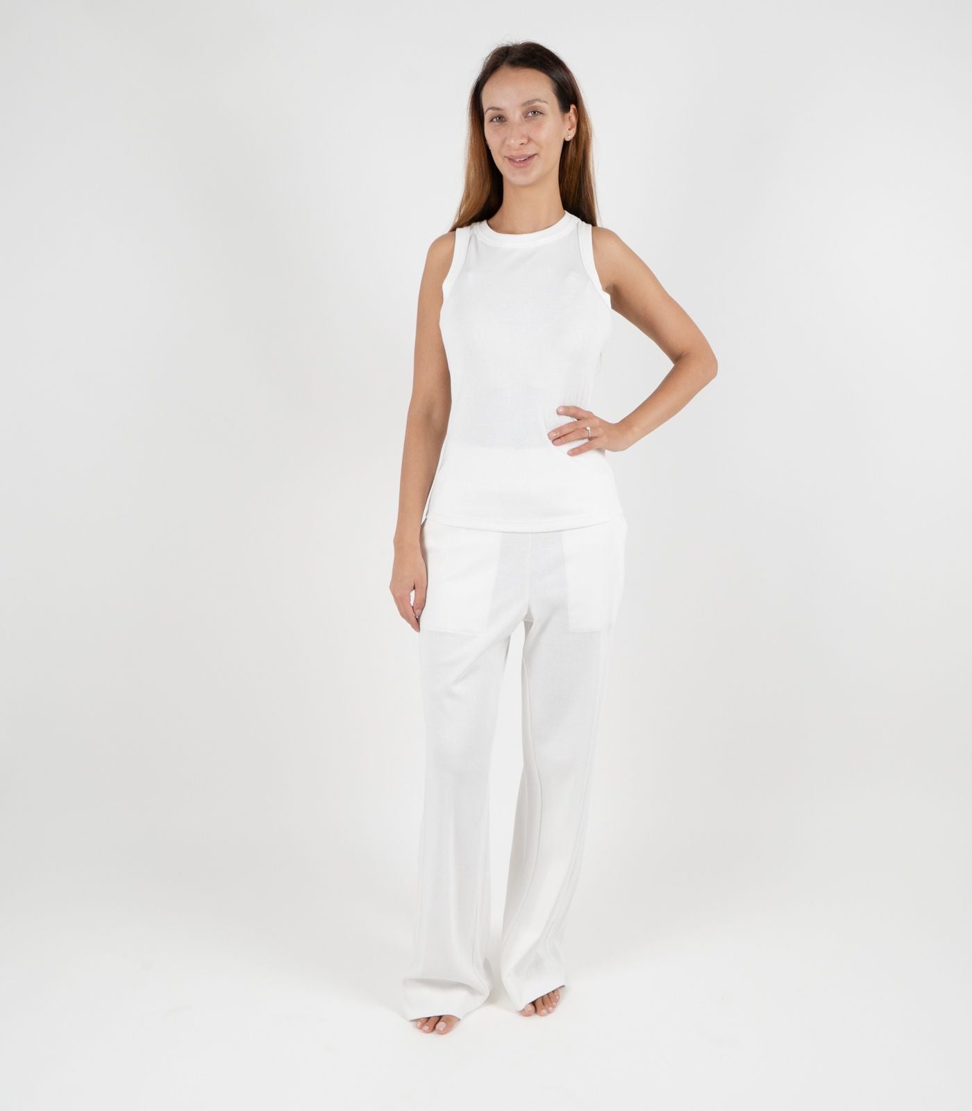 Ribbed Racer Back - White