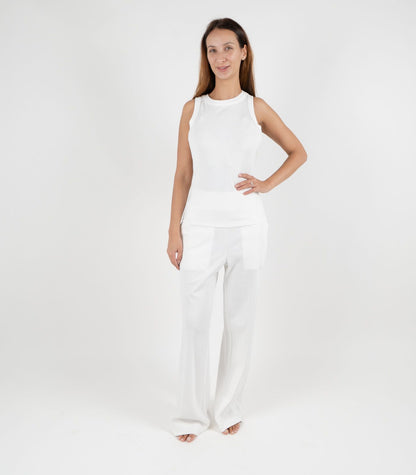 Ribbed Racer Back - White