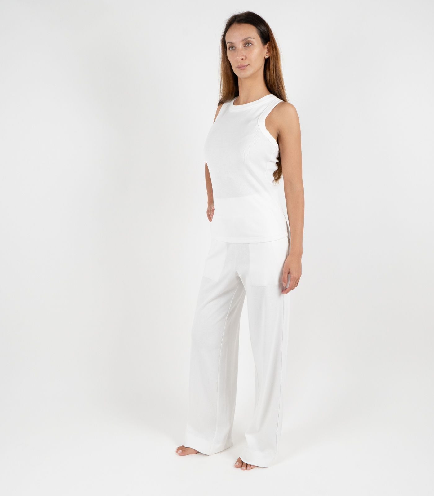 Ribbed Racer Back - White
