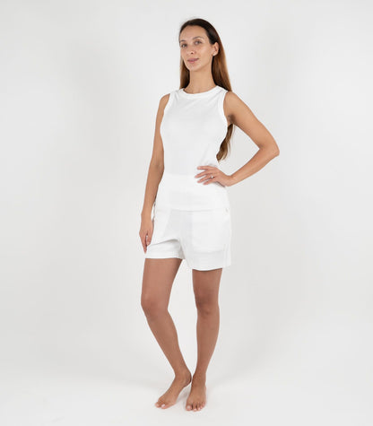 Ribbed Racer Back - White