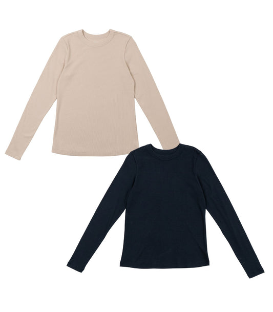 Organic Cotton Ribbed Long Sleeve Top (2 Pack)