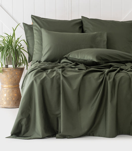 Bhumi Organic Cotton - Sateen Sheet Set - Bronze Green