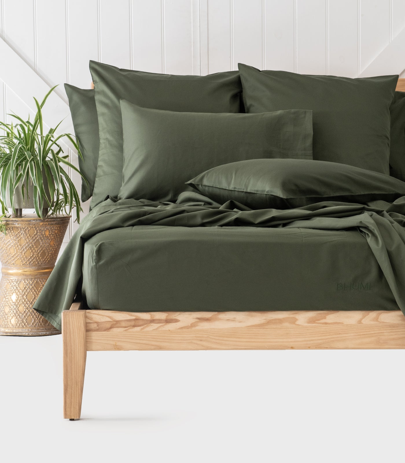 Bhumi Organic Cotton - Sateen Sheet Set - Bronze Green