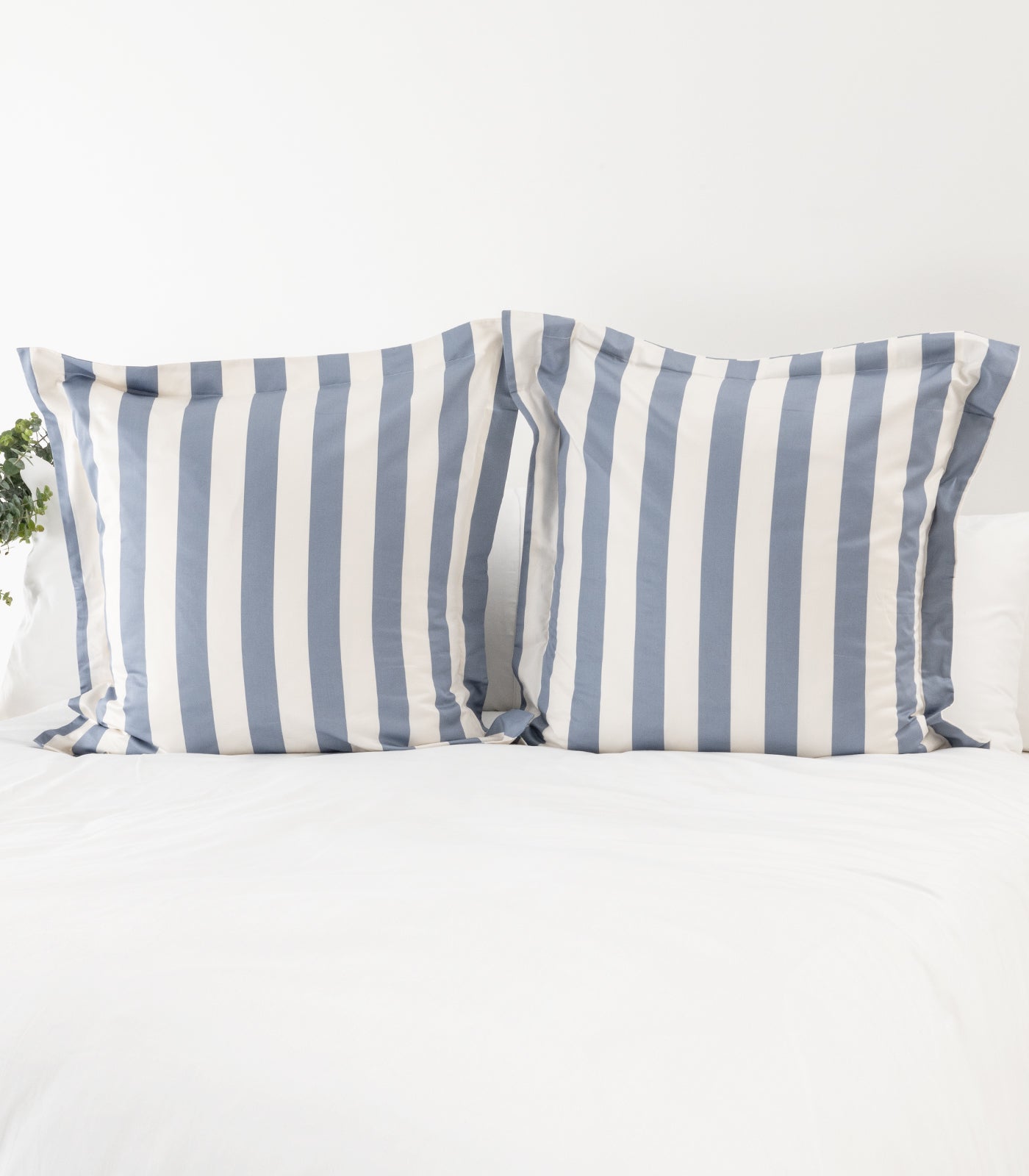 European - Sateen Pillow Cases (Pair) - Luxe - Limited Edition - Blue Stripe
