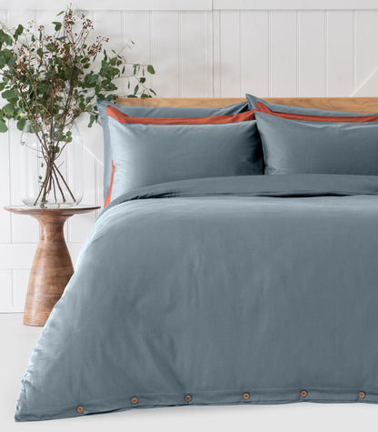 Bhumi Organic Cotton - Sateen Plain Quilt Cover - Powder Blue