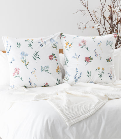 Bhumi Organic Cotton - European - Sateen Pillow Cases (pair) - Printed - Floral Burst