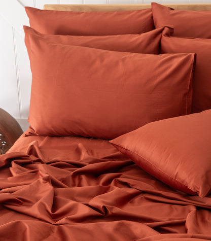 Bhumi Organic Cotton - Sateen Sheet Set - Rust