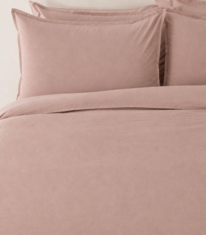 Organic Cotton Sateen Quilt Cover Set - Vintage Wash - Dusty Rose