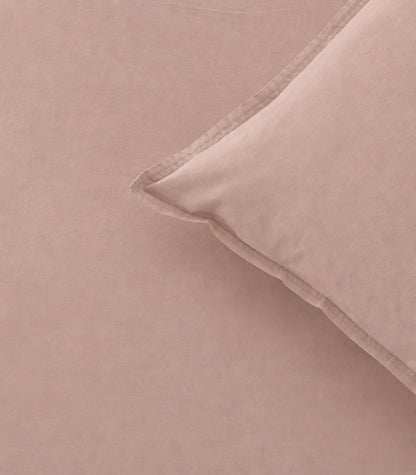 Organic Cotton Sateen Quilt Cover Set - Vintage Wash - Dusty Rose