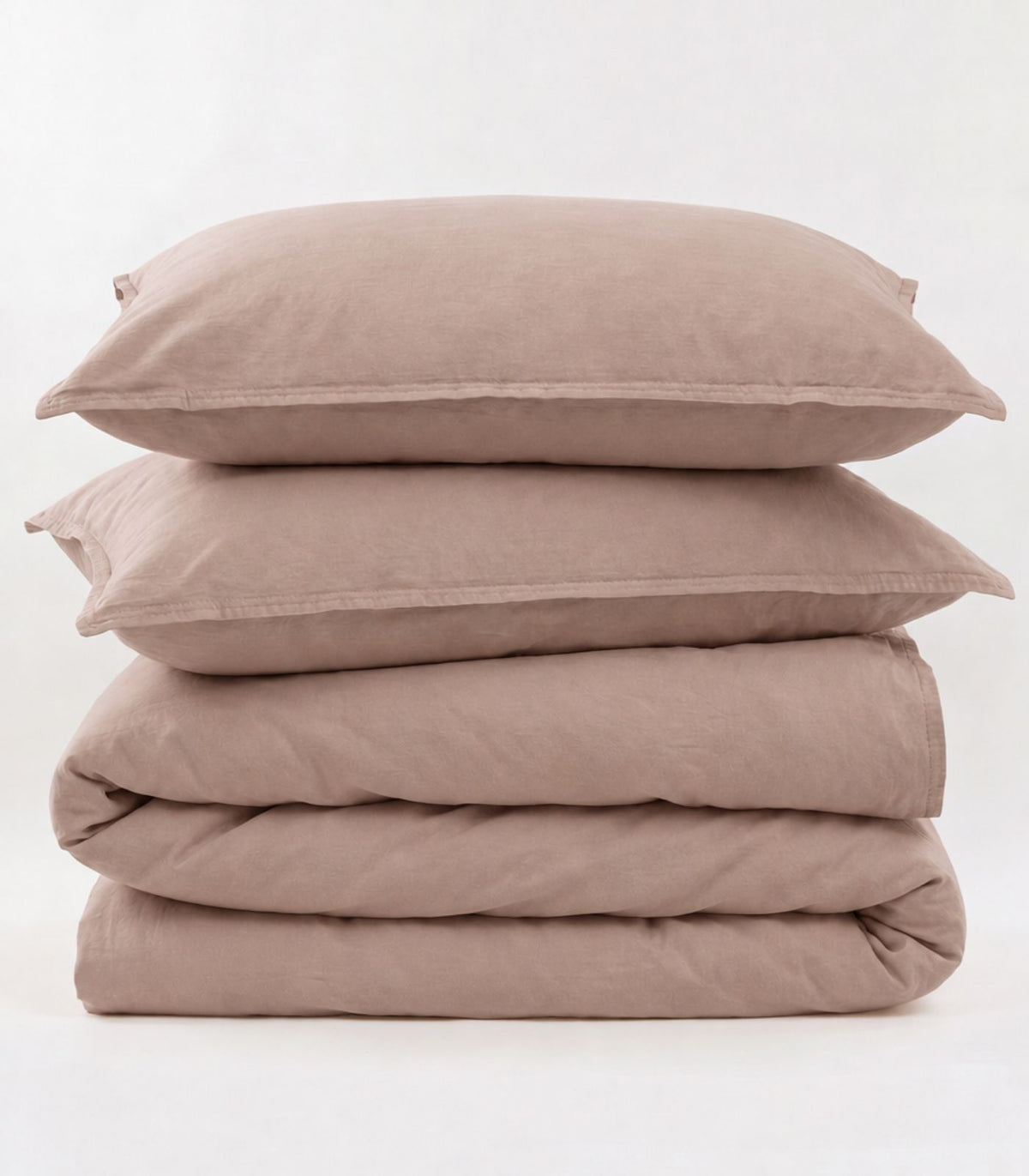 Organic Cotton Sateen Quilt Cover Set - Vintage Wash - Dusty Rose