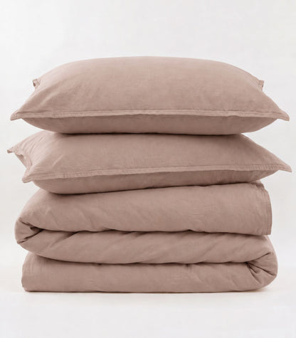 Organic Cotton Sateen Quilt Cover Set - Vintage Wash - Dusty Rose