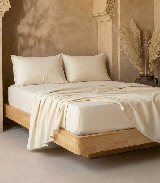Bhumi Organic Cotton - Fitted - Sateen Sheet - Ivory