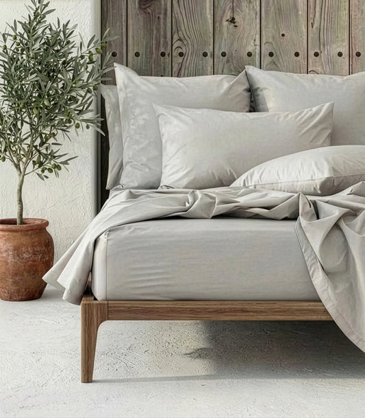 Bhumi Organic Cotton - Fitted - Sateen Sheet - Light Grey