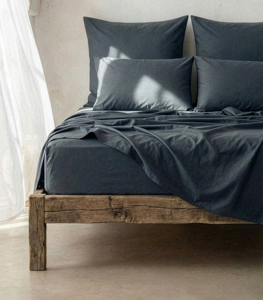 Bhumi Organic Cotton - Fitted - Sateen Sheet - Orion Blue