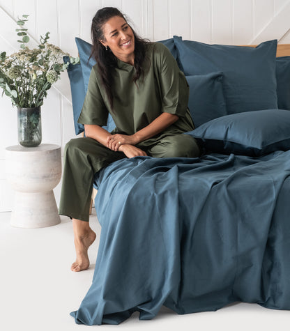 Bhumi Organic Cotton - Sateen Sheet Set - Indian Teal