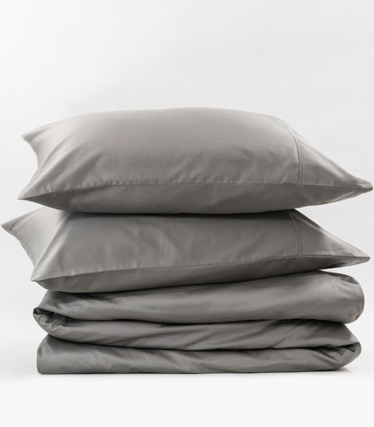Sateen Luxe Quilt Cover Set - Dark Grey