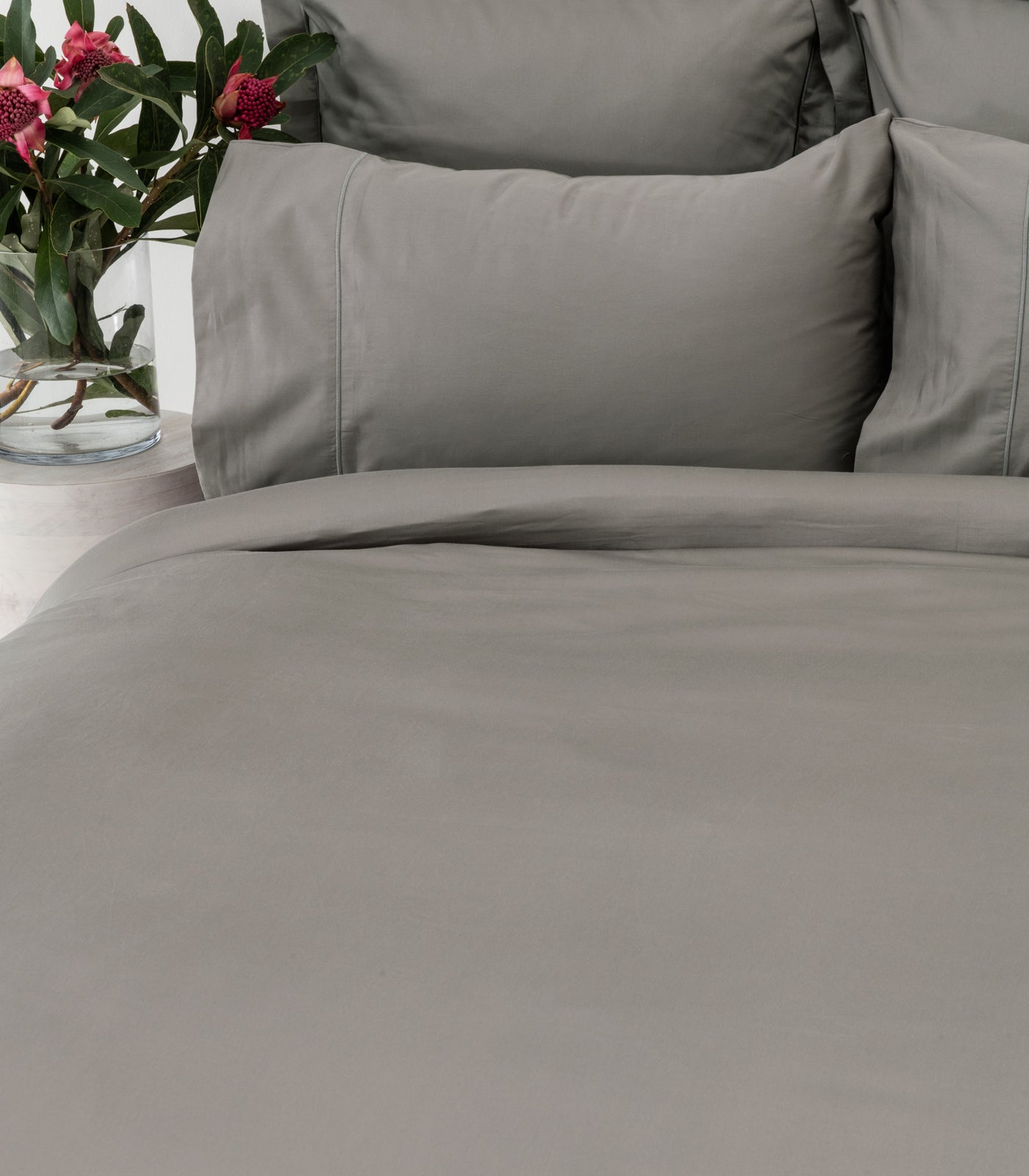 Sateen Luxe Quilt Cover Set - Dark Grey