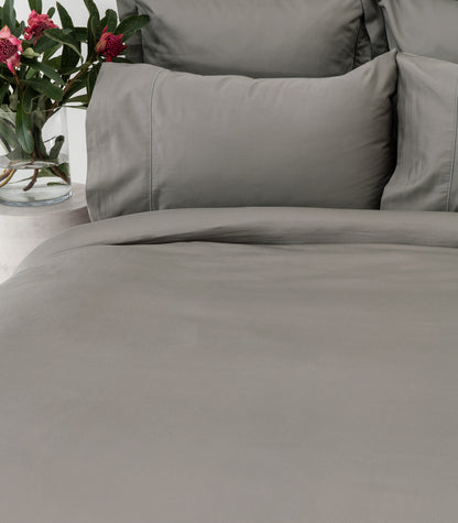 Sateen Luxe Quilt Cover Set - Dark Grey