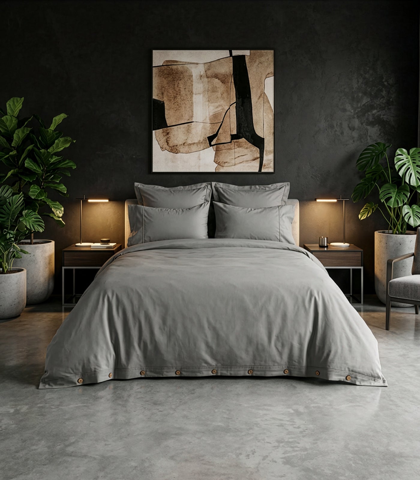 Sateen Luxe Quilt Cover Set - Dark Grey