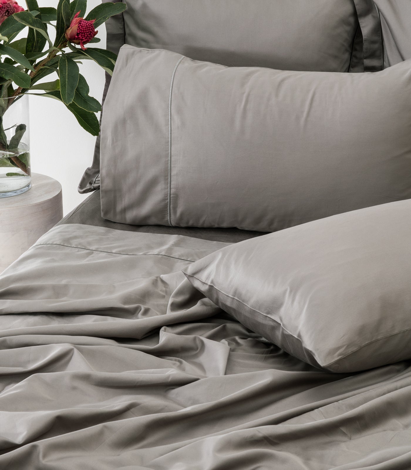Sateen Luxe Sheet Set - Dark Grey
