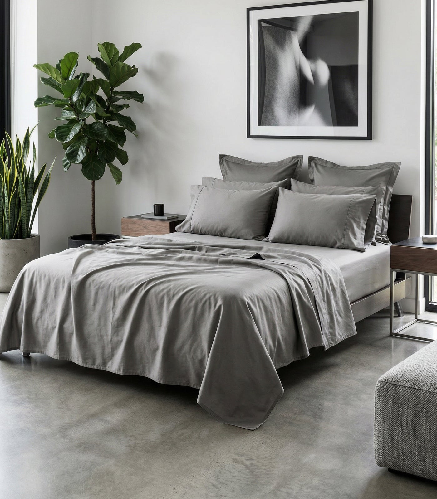 Sateen Luxe Sheet Set - Dark Grey