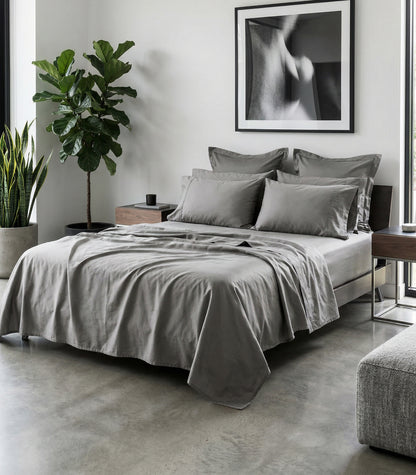 Sateen Luxe Sheet Set - Dark Grey
