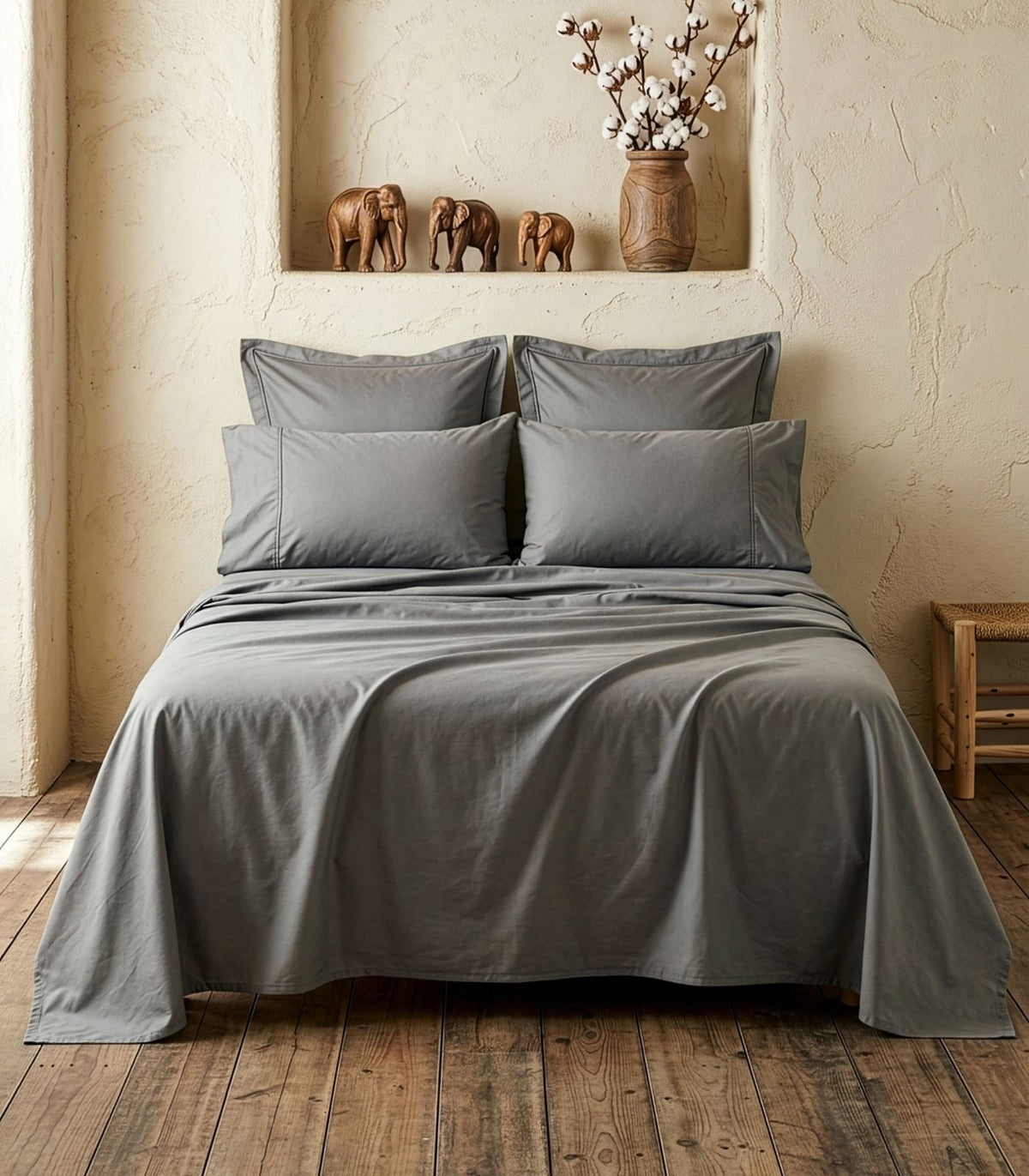 Organic Cotton Sateen Sheet Set - Luxe - DarkGrey