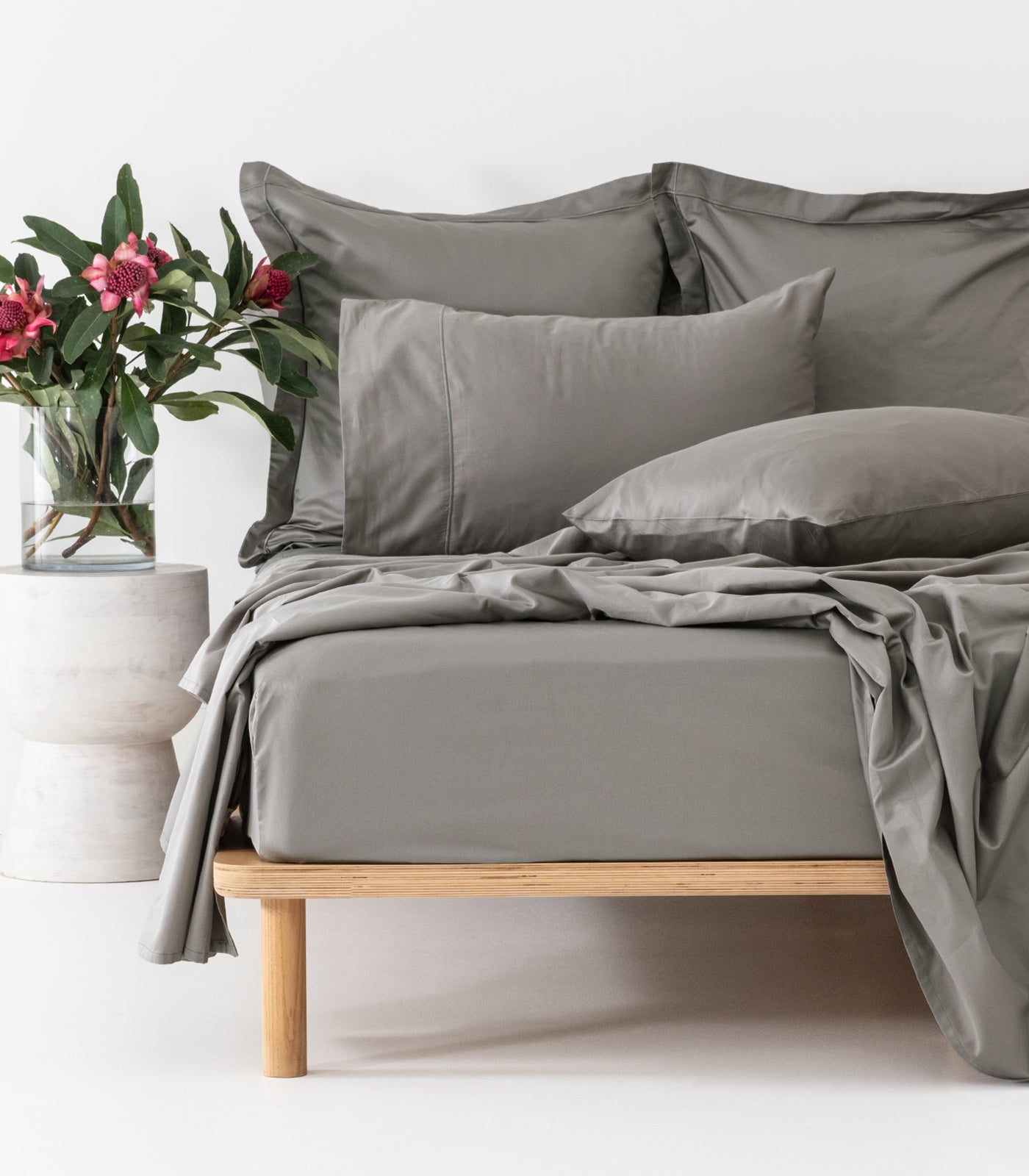 Sateen Luxe Sheet Set - Dark Grey