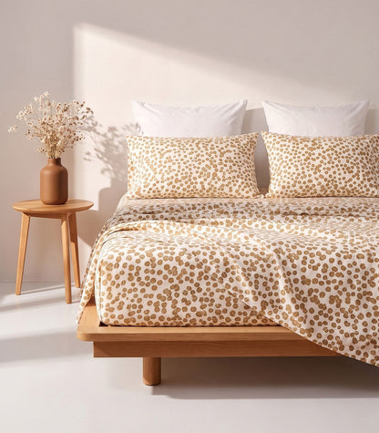 Organic Cotton Sateen Sheet Set - Luxe - Limited Edition - Floating Petals Umber