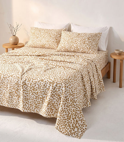 Organic Cotton Sateen Sheet Set - Luxe - Limited Edition - Floating Petals Umber