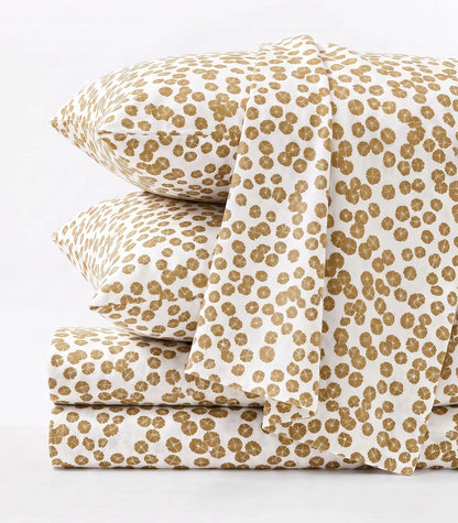 Organic Cotton Sateen Sheet Set - Luxe - Limited Edition - Floating Petals Umber