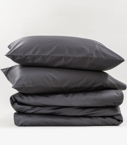 Organic Cotton Sateen Quilt Cover Set - Luxe - Graphite