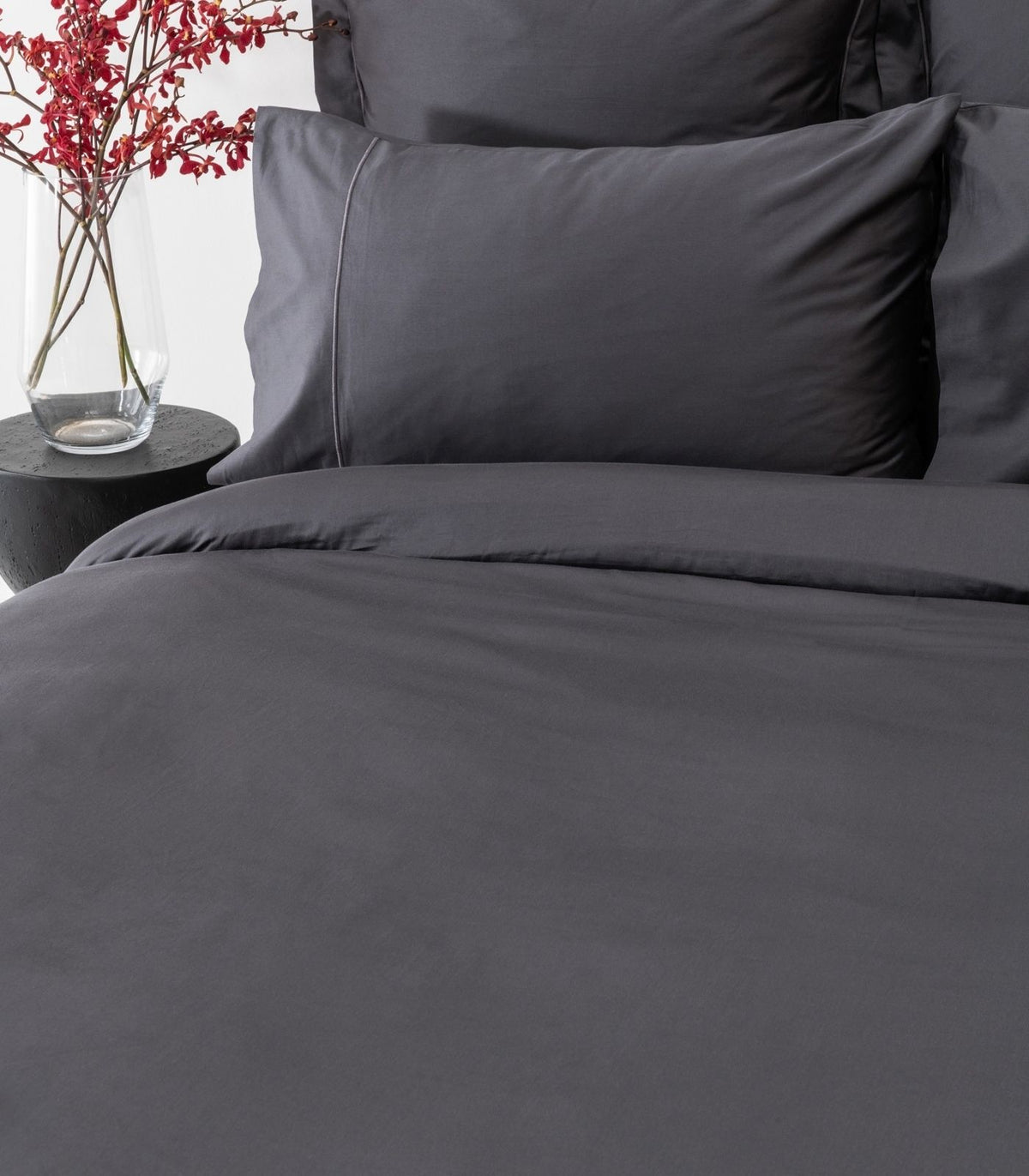 Organic Cotton Sateen Quilt Cover Set - Luxe - Graphite