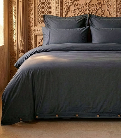 Organic Cotton Sateen Quilt Cover Set - Luxe - Graphite